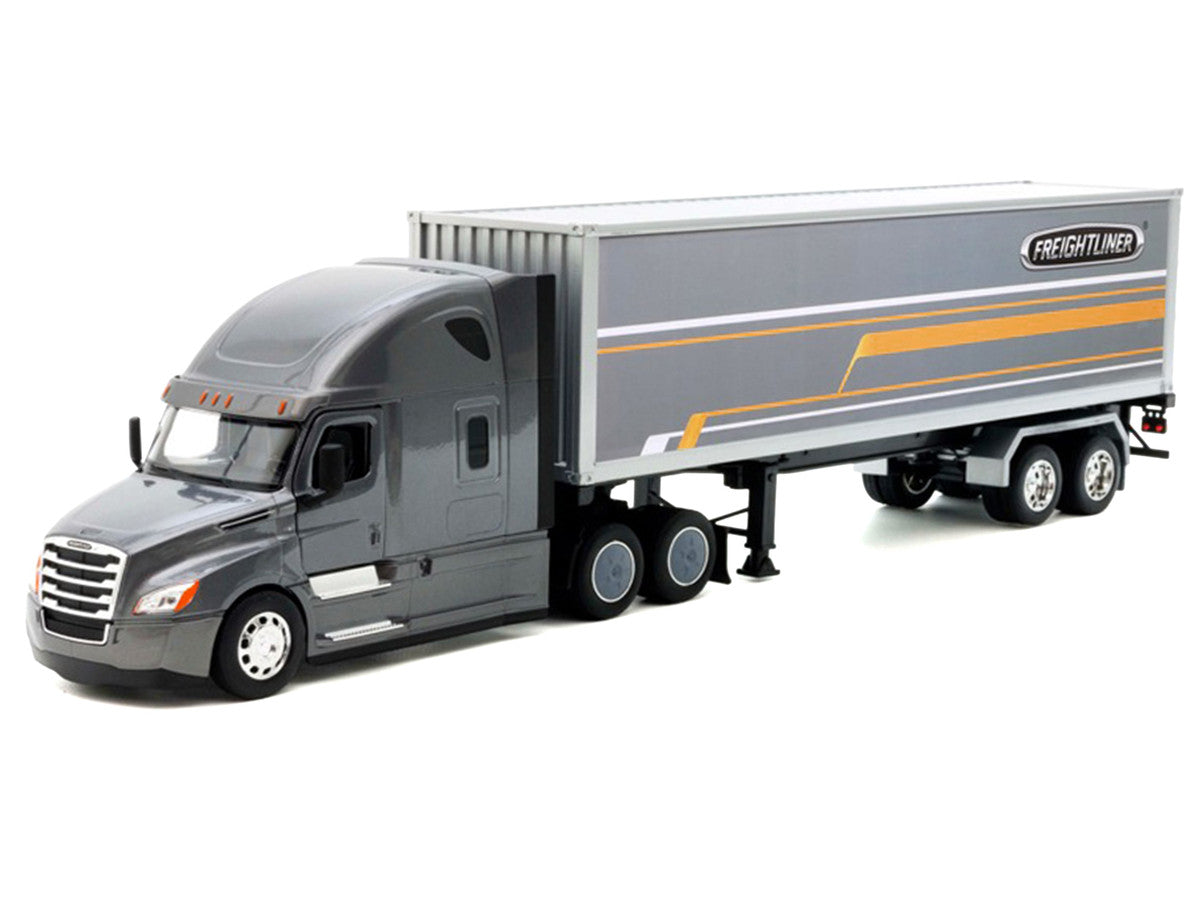Freightliner Cascadia Truck Gray Metallic with Gray Container with Graphics "Transporter" Series 1/32 Diecast Model by Welly LuxuryLifeWay Online Store
