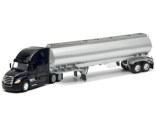 Freightliner Cascadia Truck Black with Silver Tanker Trailer "Transporter" Series 1/32 Diecast Model by Welly LuxuryLifeWay Online Store