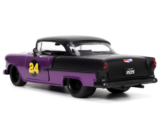 1955 Chevrolet Bel Air #24 Purple Metallic and Matt Black "Bigtime Muscle" Series 1/24 Diecast Model Car by Jada LuxuryLifeWay Online Store