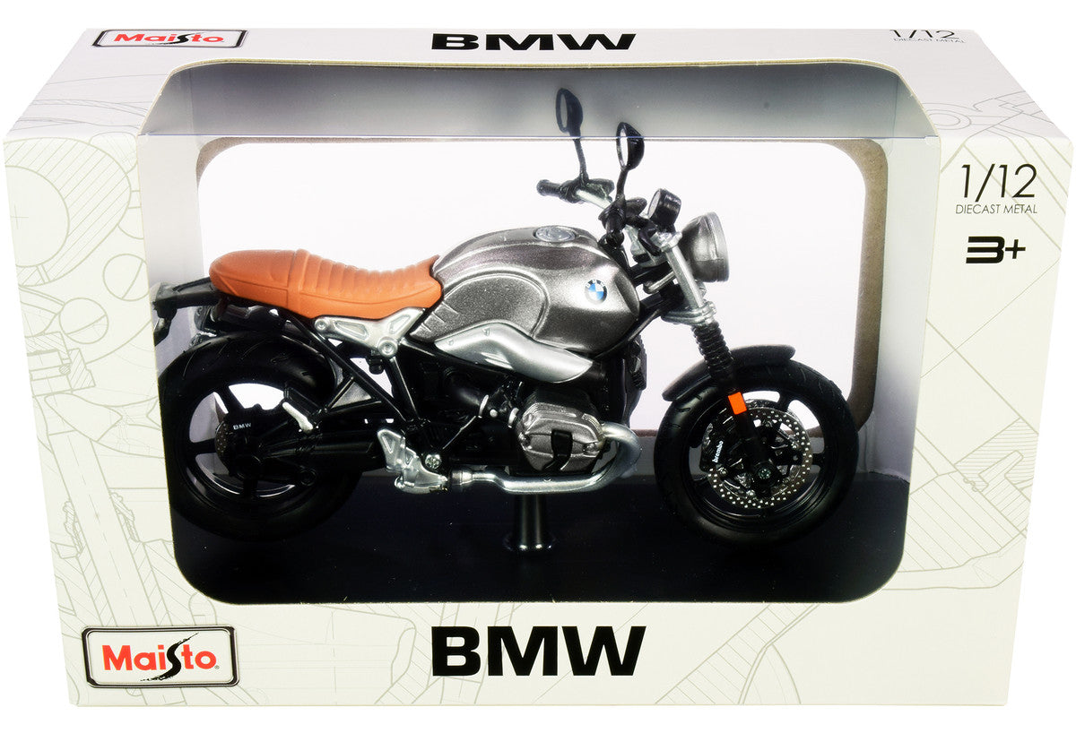 BMW R nineT Scrambler Meatllic Gray with Plastic Display Stand 1/12 Diecast Motorcycle Model by Maisto LuxuryLifeWay Online Store