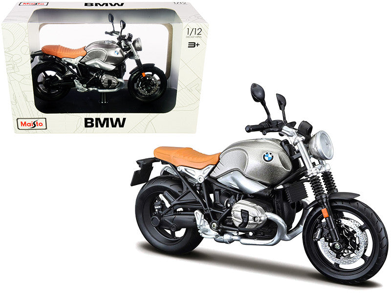 BMW R nineT Scrambler Meatllic Gray with Plastic Display Stand 1/12 Diecast Motorcycle Model by Maisto LuxuryLifeWay Online Store