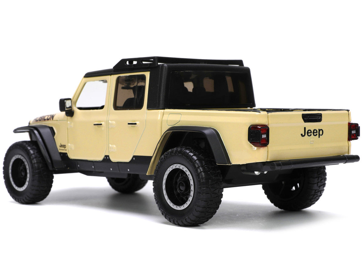 2020 Jeep Gladiator Rubicon Pickup Truck Cream with Roof Rack with Extra Wheels "Just Trucks" Series 1/24 Diecast Model Car by Jada LuxuryLifeWay Online Store