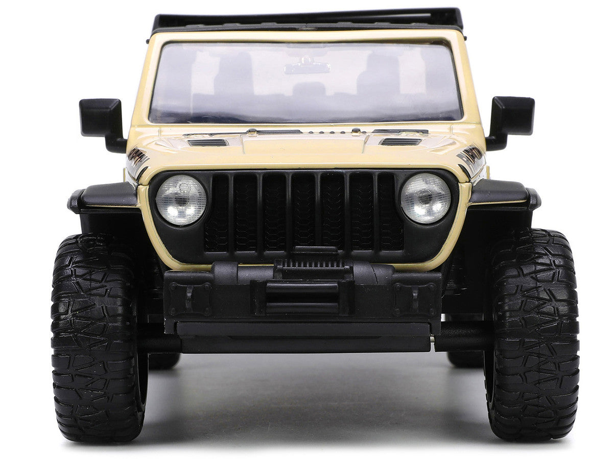 2020 Jeep Gladiator Rubicon Pickup Truck Cream with Roof Rack with Extra Wheels "Just Trucks" Series 1/24 Diecast Model Car by Jada LuxuryLifeWay Online Store