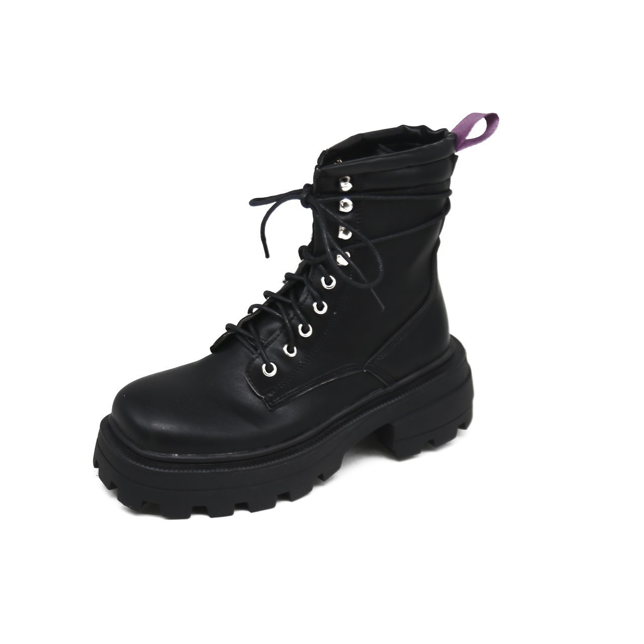 Square toe platform mid-heel lace-up fashion boots LadyShow.Store