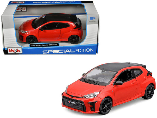2021 Toyota GR Yaris Red with Carbon Top "Special Edition" Series 1/24 Diecast Model Car by Maisto LuxuryLifeWay Online Store
