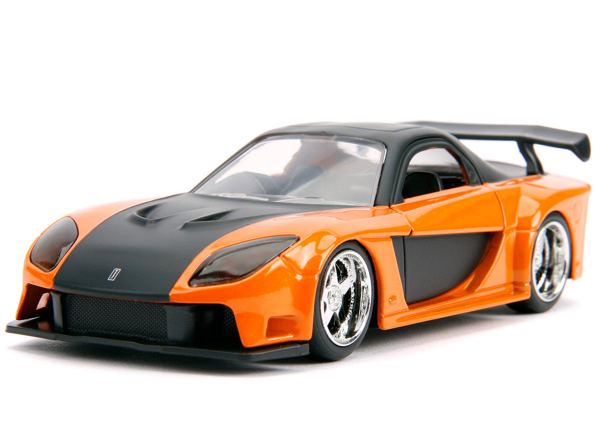 Han's Mazda RX-7 Orange Metallic and Matt Black and Toyota GR Supra Orange Metallic with Black Hood Set of 2 pieces "Fast & Furious" Series 1/32 Diecast Model Cars by Jada LuxuryLifeWay Online Store