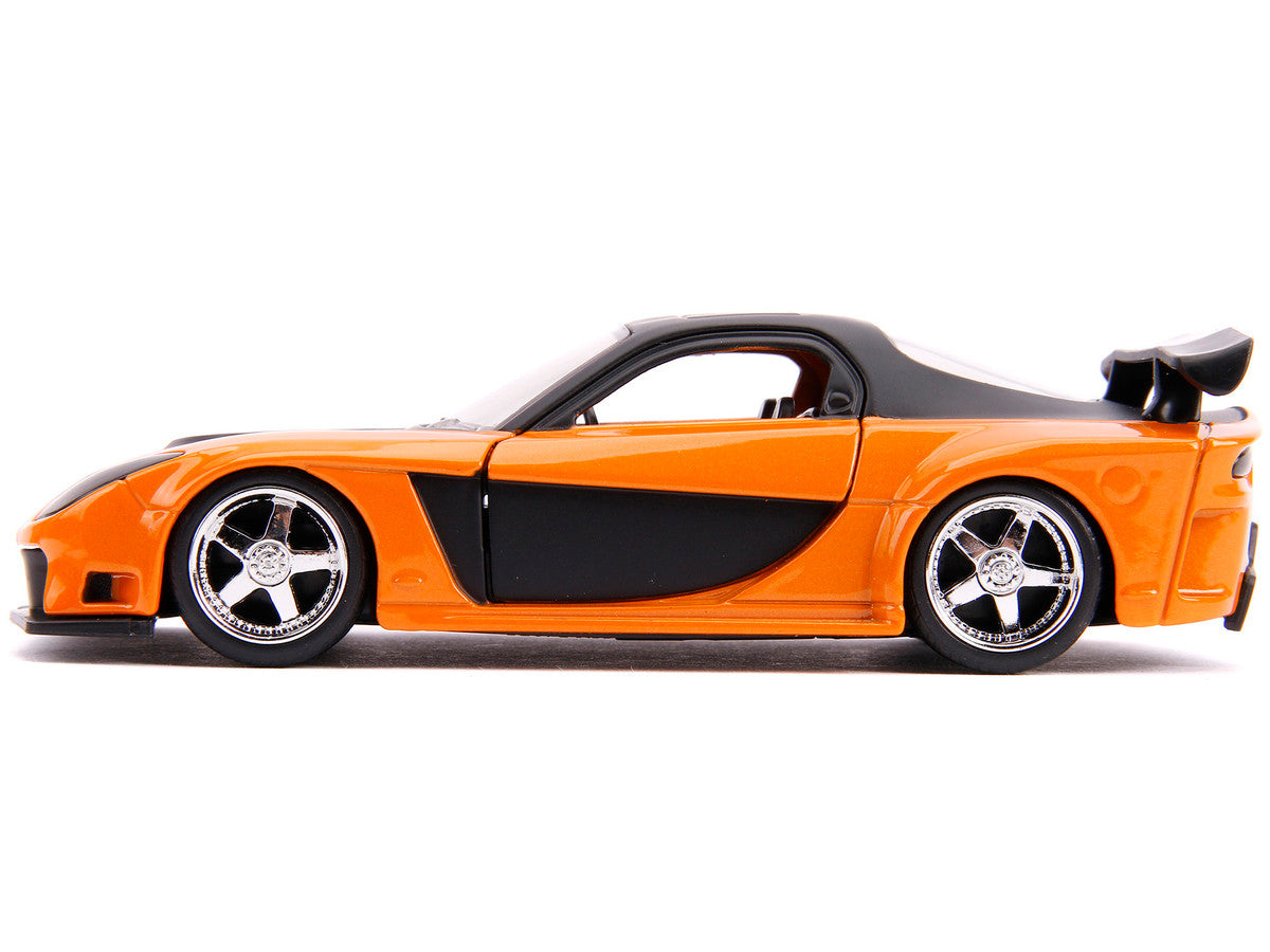 Han's Mazda RX-7 Orange Metallic and Matt Black and Toyota GR Supra Orange Metallic with Black Hood Set of 2 pieces "Fast & Furious" Series 1/32 Diecast Model Cars by Jada LuxuryLifeWay Online Store