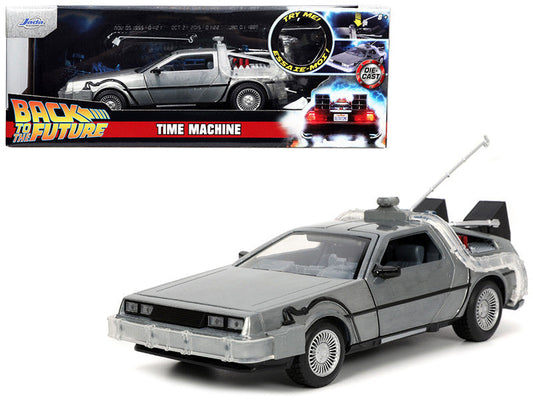 DeLorean Brushed Metal Time Machine with Lights "Back to the Future" (1985) Movie "Hollywood Rides" Series 1/24 Diecast Model Car by Jada LuxuryLifeWay Online Store