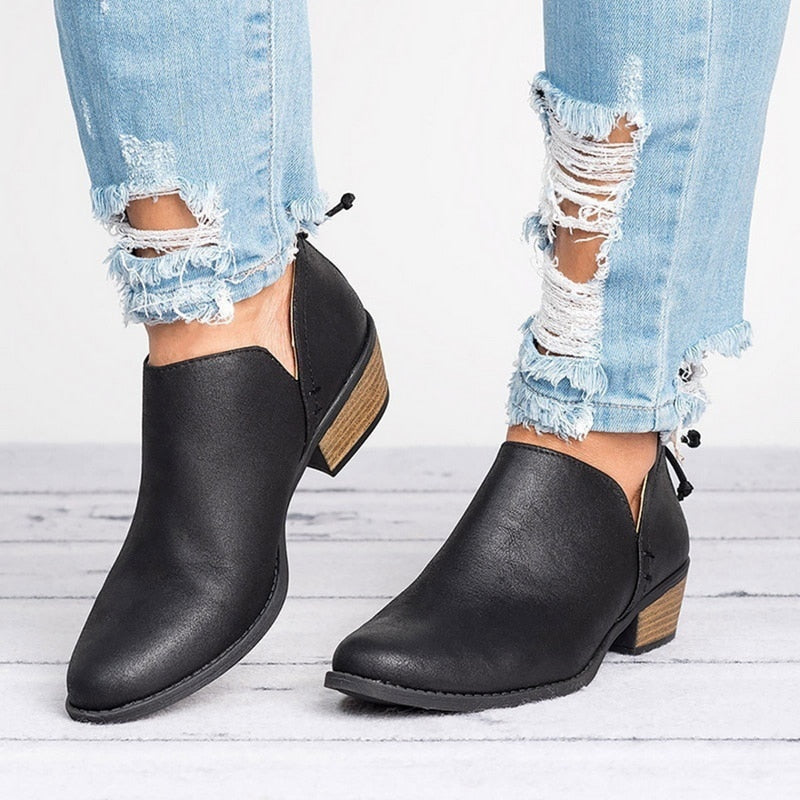 Autumn Women Shoes Retro High Heel Ankle Boots CJD