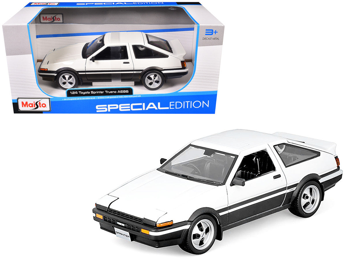 Toyota Sprinter Trueno AE86 RHD (Right Hand Drive) White with Black Stripes "Special Edition" Series 1/24 Diecast Model Car by Maisto LuxuryLifeWay Online Store