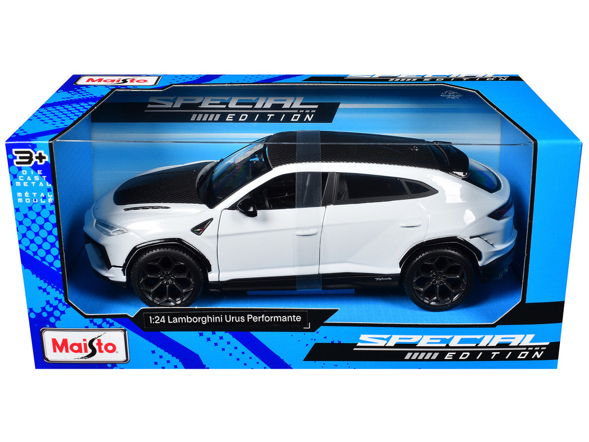 Lamborghini Urus Performante White Metallic with Carbon Hood and Top "Special Edition" Series 1/24 Diecast Model Car by Maisto LuxuryLifeWay Online Store
