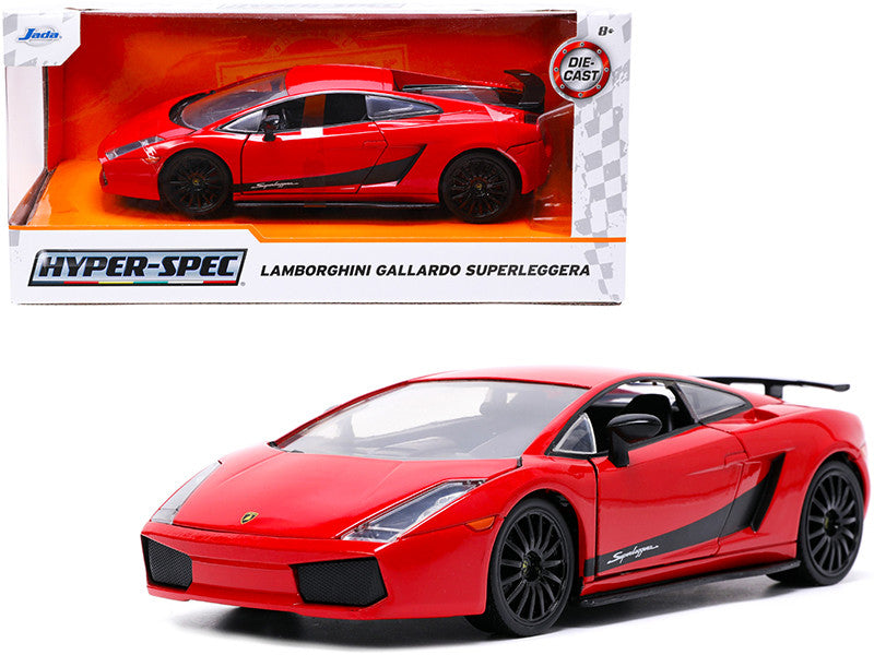 Lamborghini Gallardo Superleggera Red with Black Stripes "Hyper-Spec" Series 1/24 Diecast Model Car by Jada LuxuryLifeWay Online Store