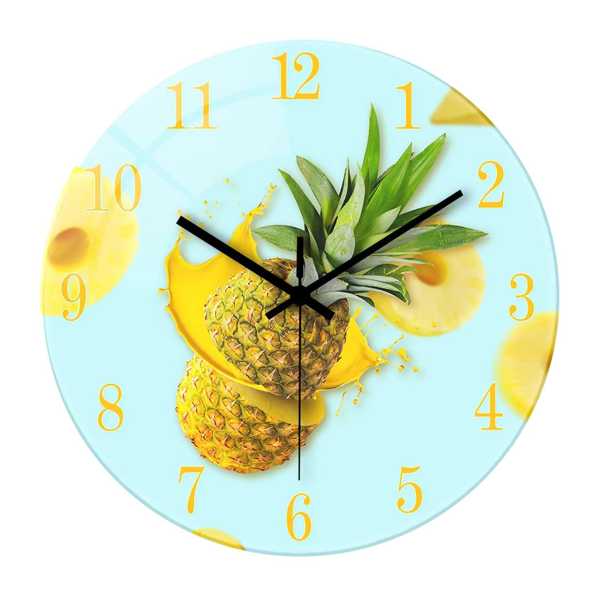 Fruit-colored Quiet-design Creative Glass Wall Clock Quartz Wall Clock PearlNestDecor.com