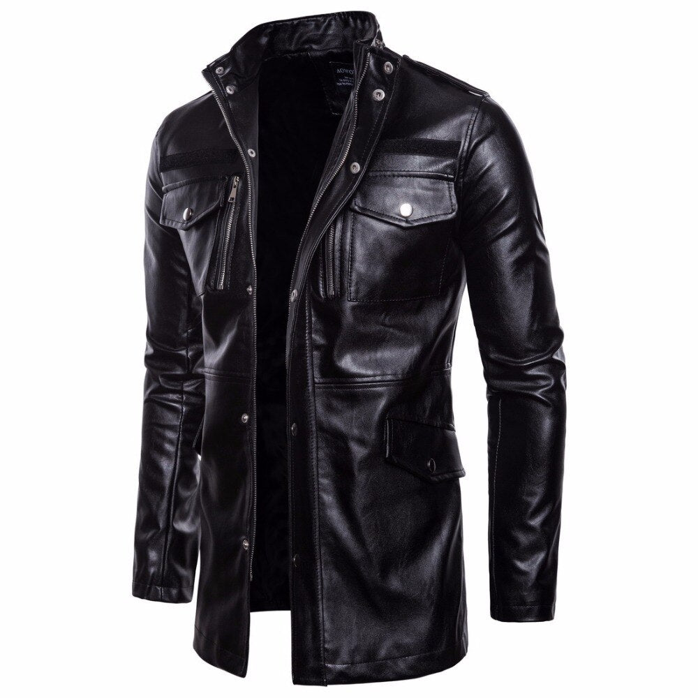 Men's Fashion Long Jacket with Four Pockets (B036) Pi-Mart