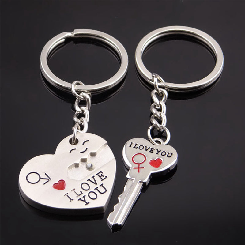 Magnetic I Love You Heart Lock Key Pendant Couple Keychains LadyShow.Store