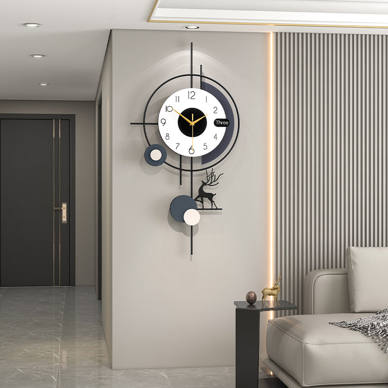 Modern Deer Wall Clock Nordic Geometric Living Room Decor PearlNestDecor.com