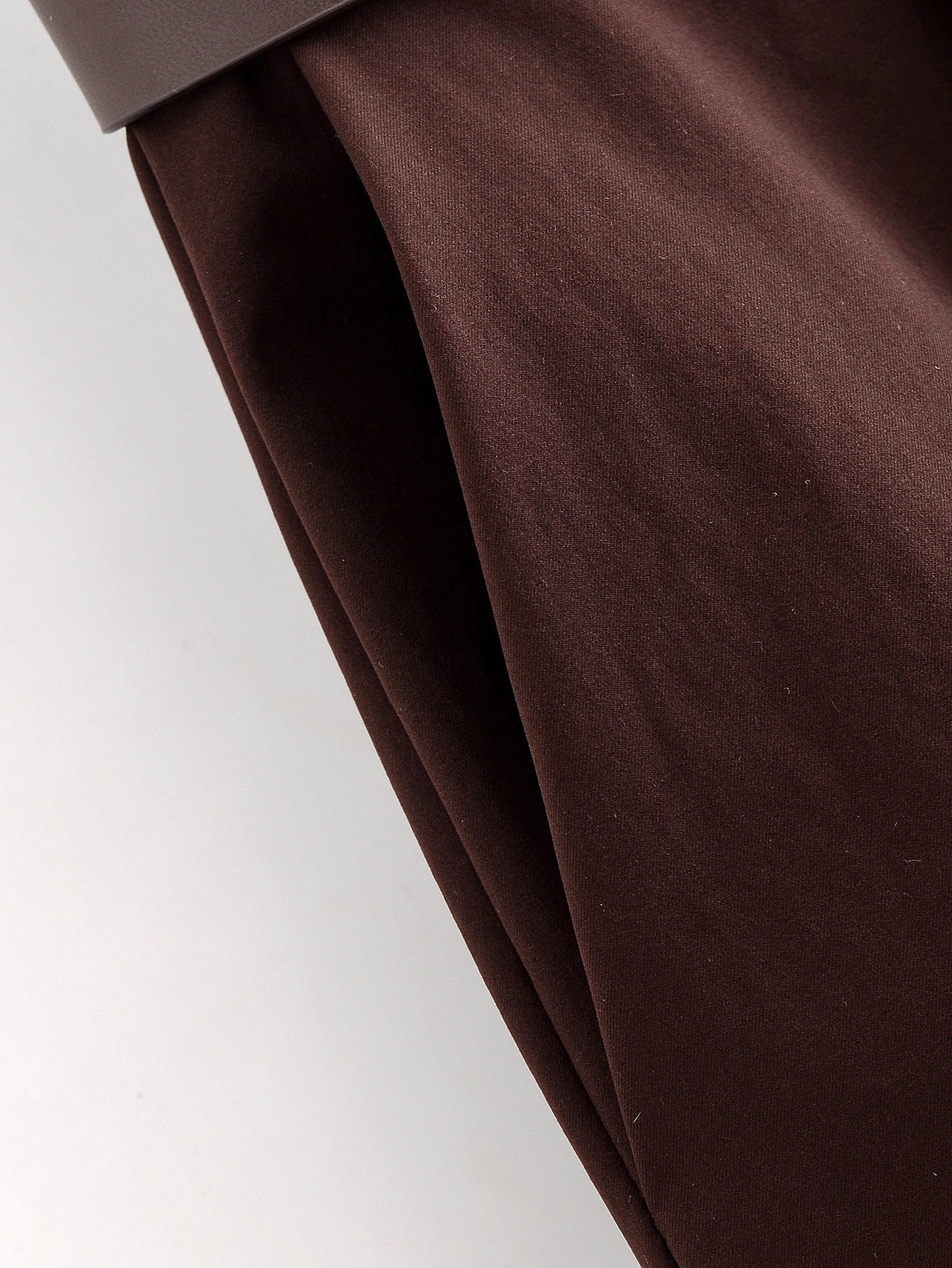 Chocolate Brown High-Waisted Wide-Leg Trousers With Belt NorixaFashion.com