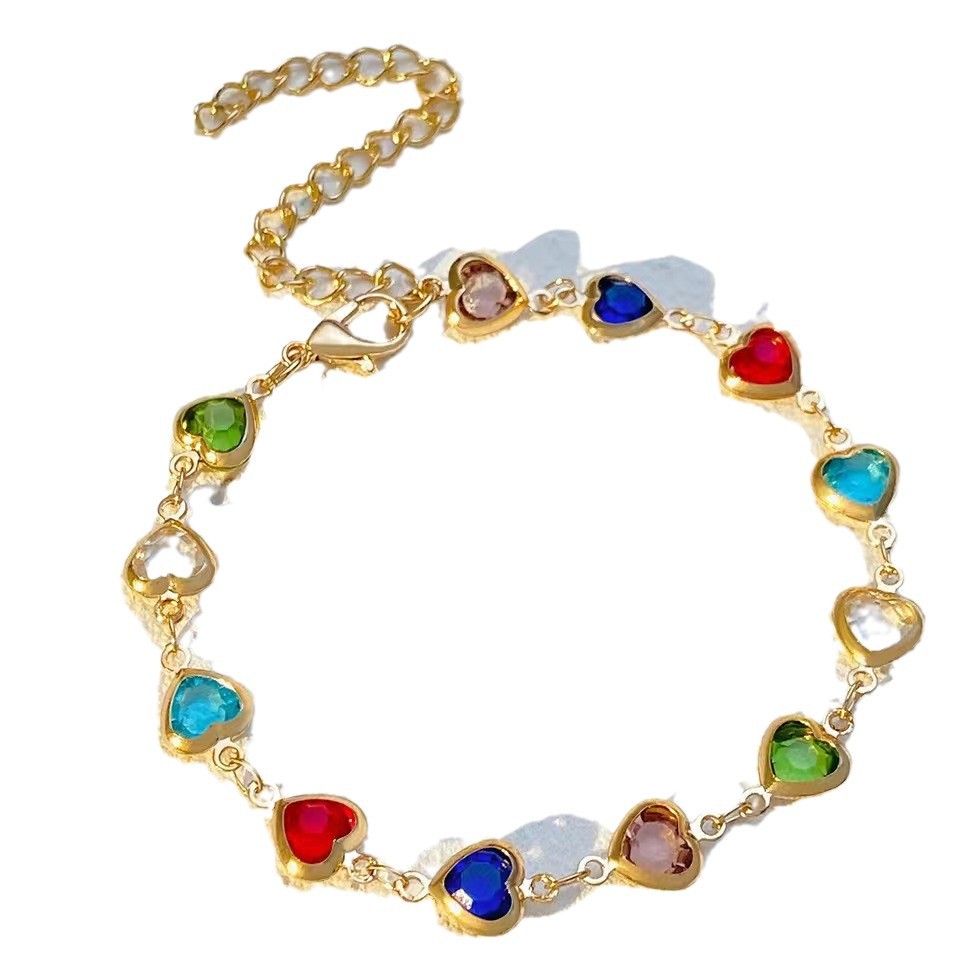 Dopamine Jewelry All-Match Colorful Heart-Shaped Bracelet For Women LuxuryLifeWay Online Store