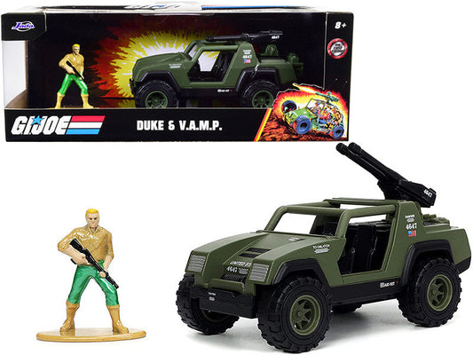V.A.M.P. Olive Green and Duke Diecast Figurine "G.I. Joe" "Hollywood Rides" Series 1/32 Diecast Model Car by Jada LuxuryLifeWay Online Store