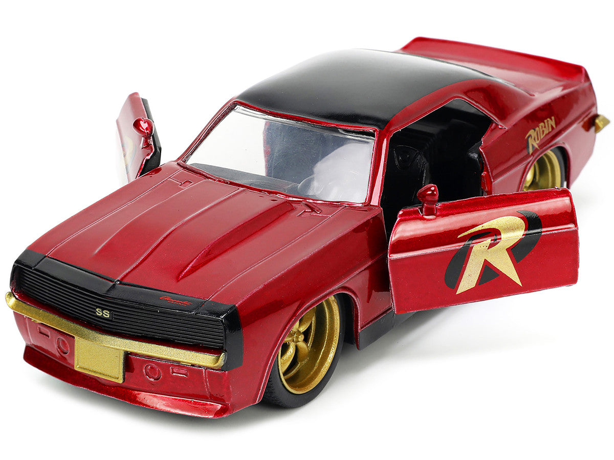 1969 Chevrolet Camaro Dark Red Metallic with Black Top and Robin Diecast Figure "Batman" "Hollywood Rides" Series 1/32 Diecast Model Car by Jada LuxuryLifeWay Online Store
