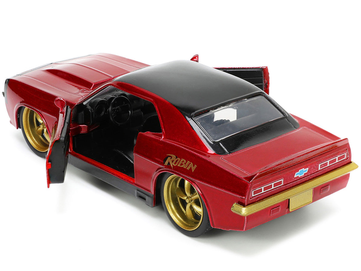 1969 Chevrolet Camaro Dark Red Metallic with Black Top and Robin Diecast Figure "Batman" "Hollywood Rides" Series 1/32 Diecast Model Car by Jada LuxuryLifeWay Online Store