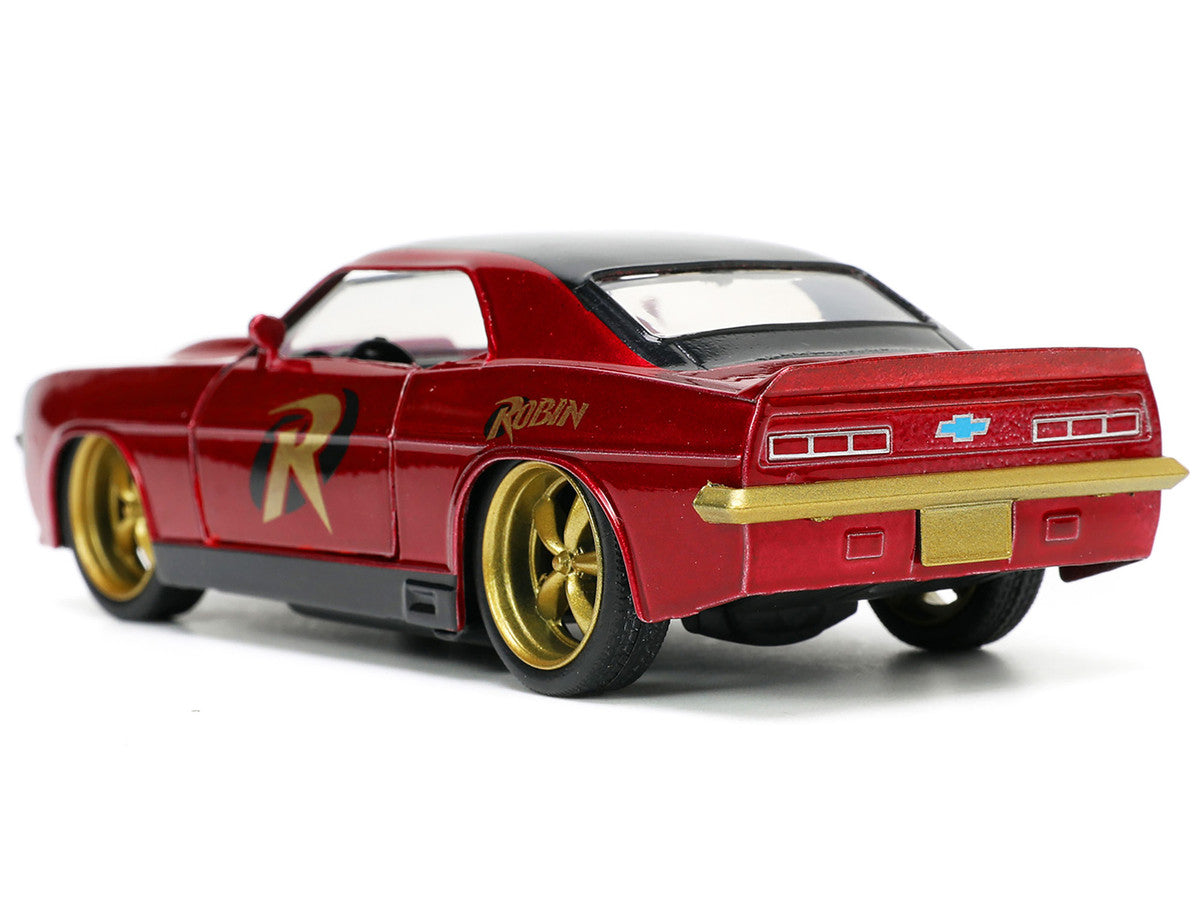 1969 Chevrolet Camaro Dark Red Metallic with Black Top and Robin Diecast Figure "Batman" "Hollywood Rides" Series 1/32 Diecast Model Car by Jada LuxuryLifeWay Online Store