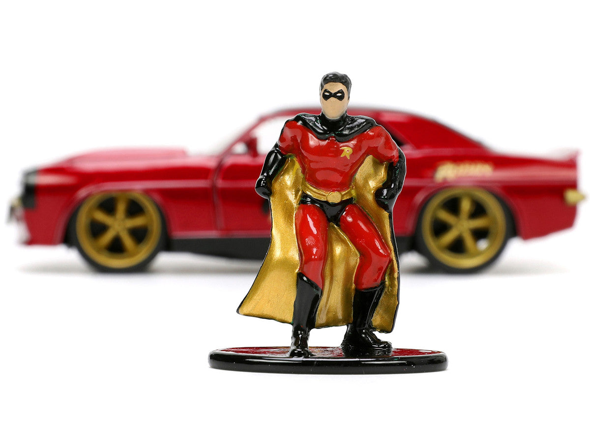 1969 Chevrolet Camaro Dark Red Metallic with Black Top and Robin Diecast Figure "Batman" "Hollywood Rides" Series 1/32 Diecast Model Car by Jada LuxuryLifeWay Online Store