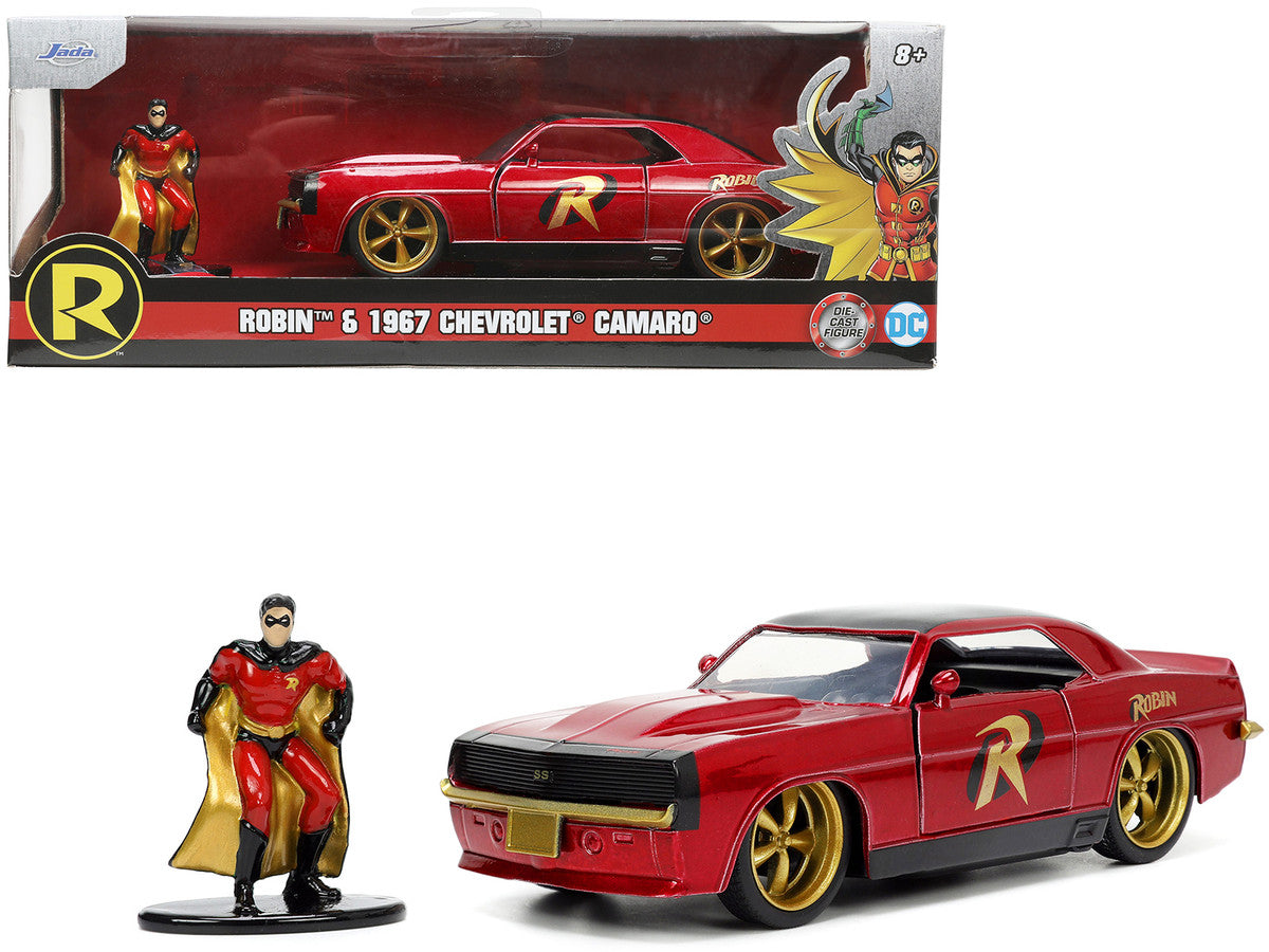1969 Chevrolet Camaro Dark Red Metallic with Black Top and Robin Diecast Figure "Batman" "Hollywood Rides" Series 1/32 Diecast Model Car by Jada LuxuryLifeWay Online Store