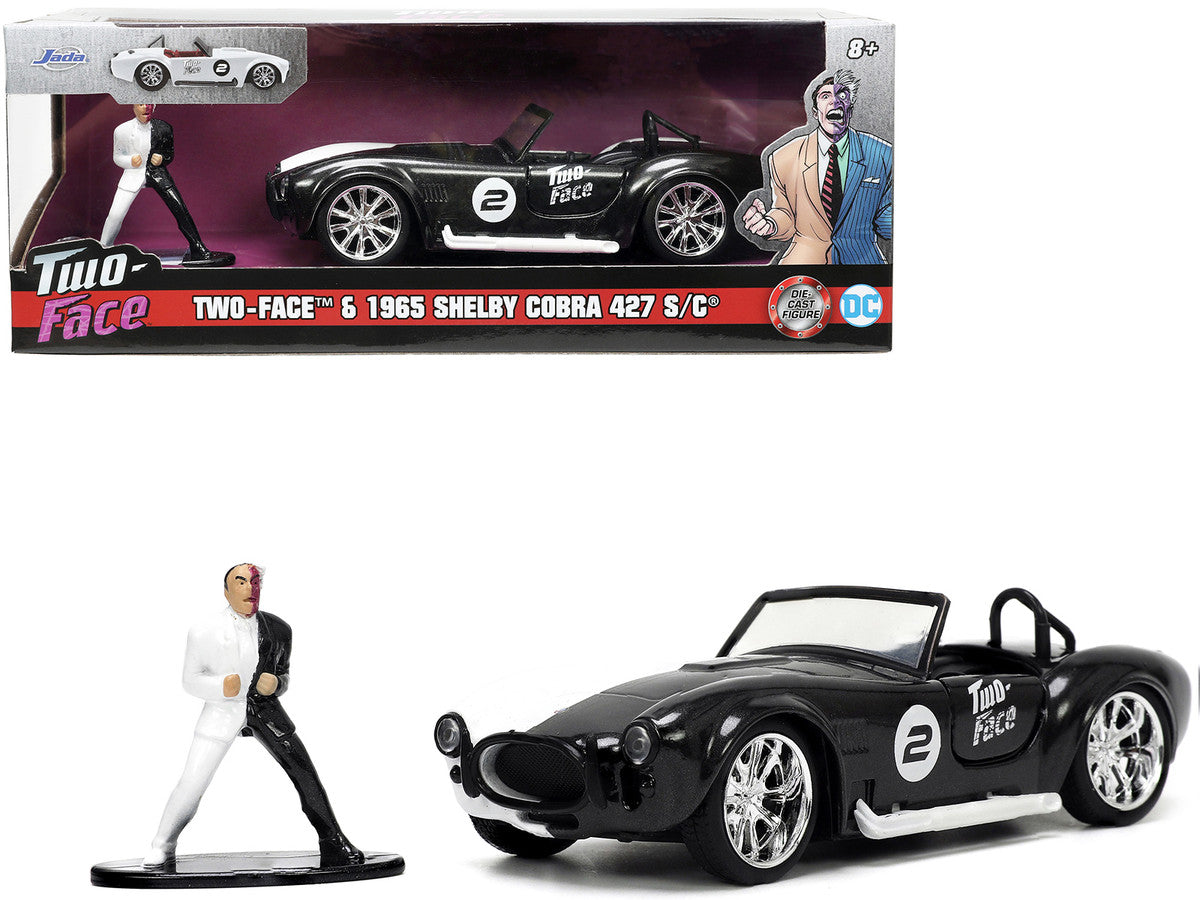1965 Shelby Cobra 427 S/C #2 Black Metallic and White and Harvey Two-Face Diecast Figure "Batman" "Hollywood Rides" Series 1/32 Diecast Model Car by Jada LuxuryLifeWay Online Store