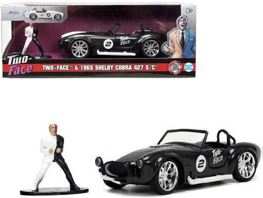 1965 Shelby Cobra 427 S/C #2 Black Metallic and White and Harvey Two-Face Diecast Figure "Batman" "Hollywood Rides" Series 1/32 Diecast Model Car by Jada LuxuryLifeWay Online Store