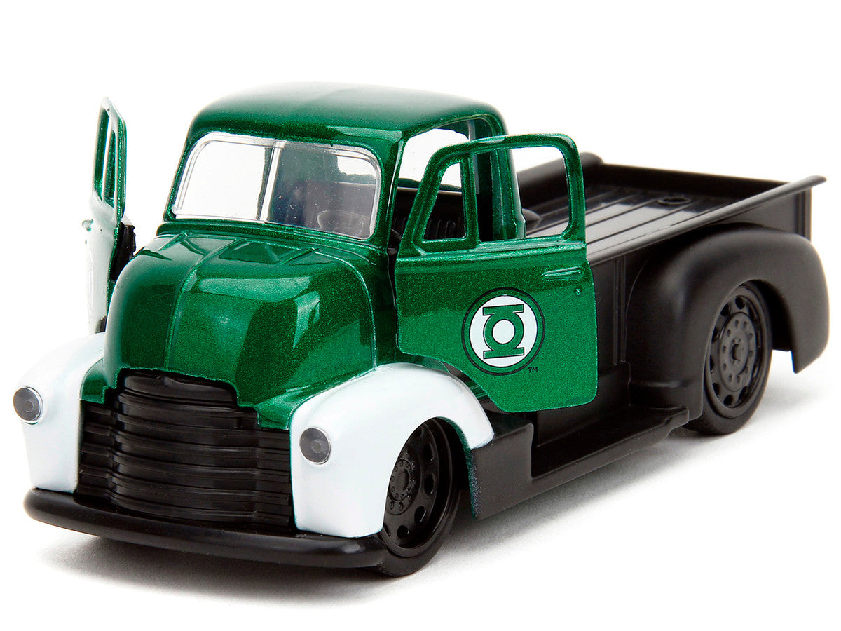 1952 Chevrolet COE Pickup Truck Green Metallic and Black and Green Lantern Diecast Figure "DC Comics" "Hollywood Rides" Series 1/32 Diecast Model Car by Jada LuxuryLifeWay Online Store