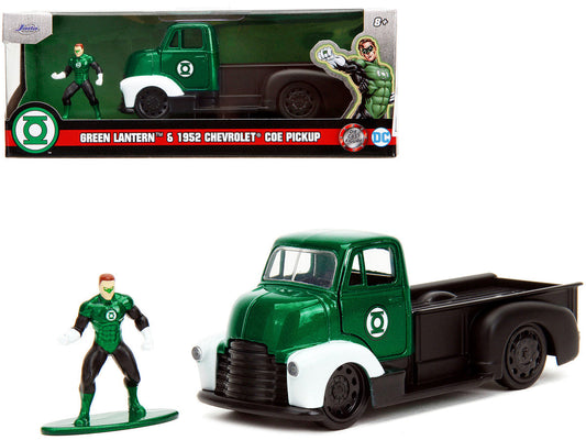 1952 Chevrolet COE Pickup Truck Green Metallic and Black and Green Lantern Diecast Figure "DC Comics" "Hollywood Rides" Series 1/32 Diecast Model Car by Jada LuxuryLifeWay Online Store
