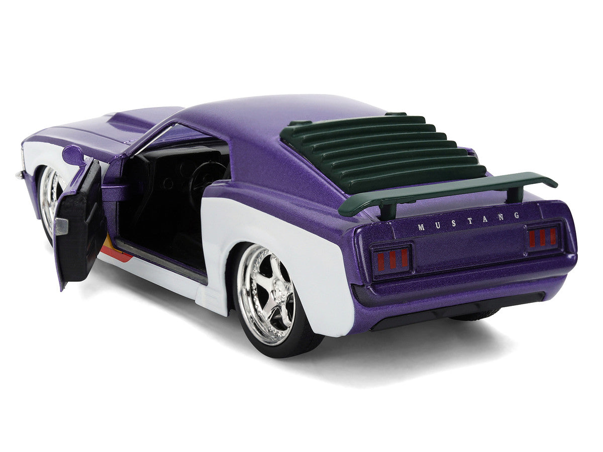 1970 Ford Mustang Boss "Joker" Livery Purple Metallic and White with Graphics "Batman" Franchise "Hollywood Rides" Series 1/32 Diecast Model Car by Jada LuxuryLifeWay Online Store