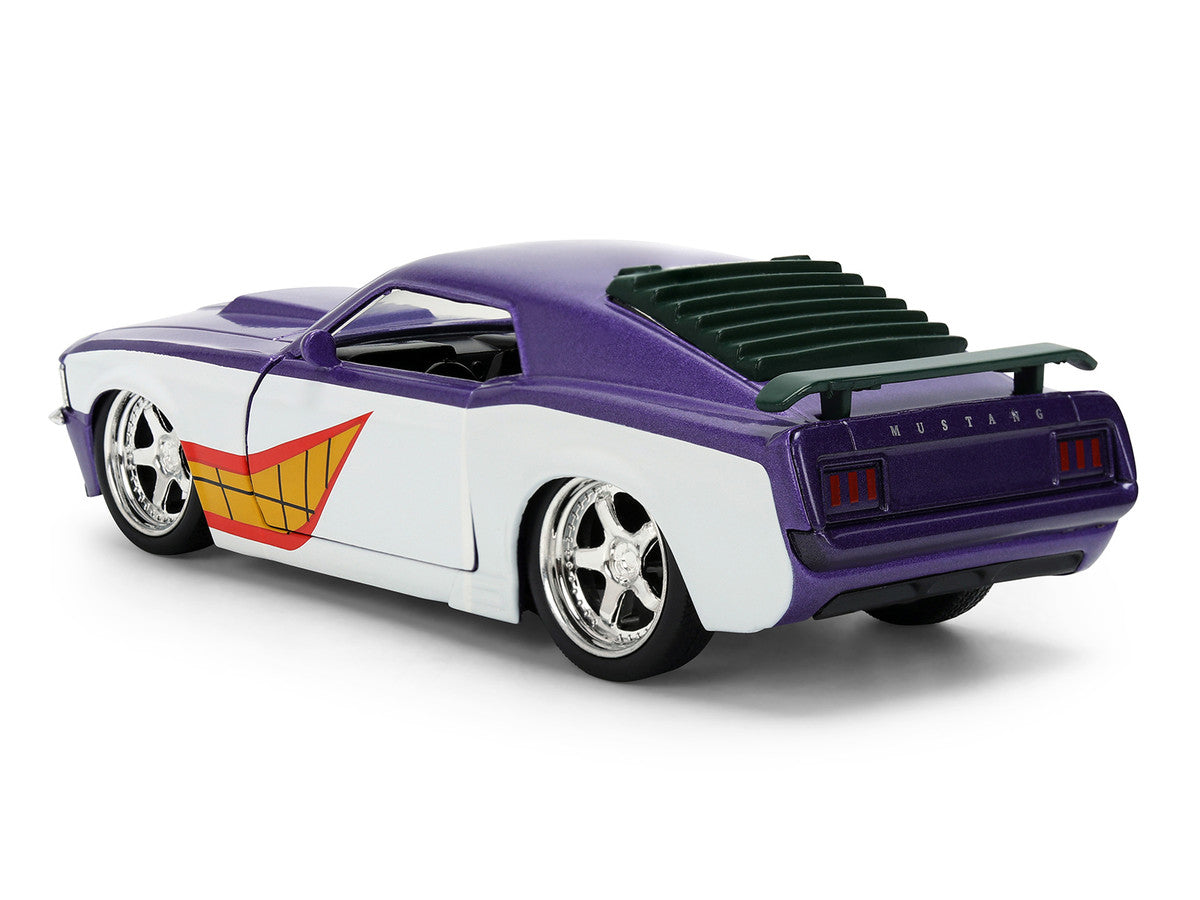 1970 Ford Mustang Boss "Joker" Livery Purple Metallic and White with Graphics "Batman" Franchise "Hollywood Rides" Series 1/32 Diecast Model Car by Jada LuxuryLifeWay Online Store
