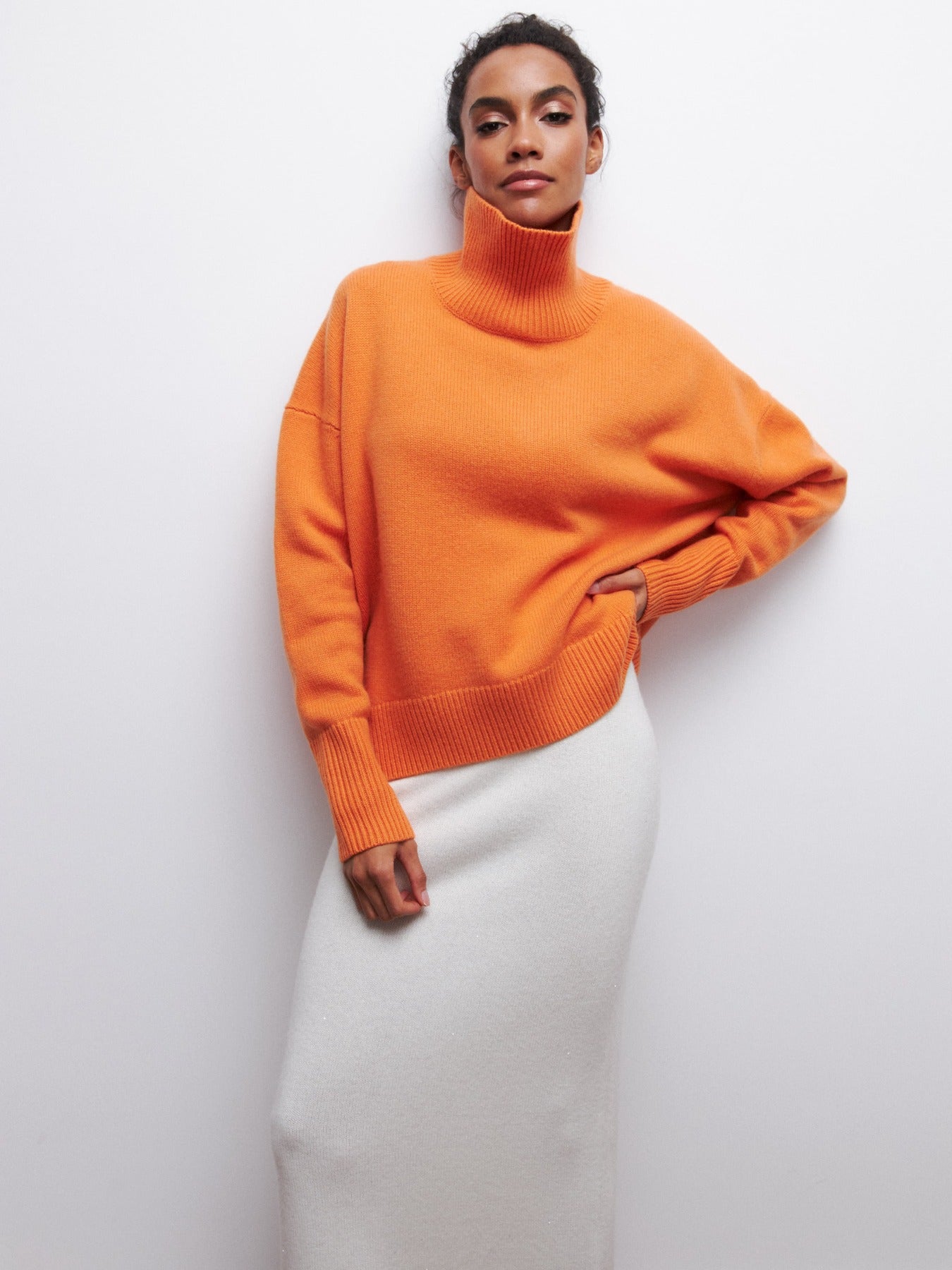 Winter Turtleneck Sweater Ins Solid Color Long Sleeve Pullover Top Women's Clothing LadyShow.Store