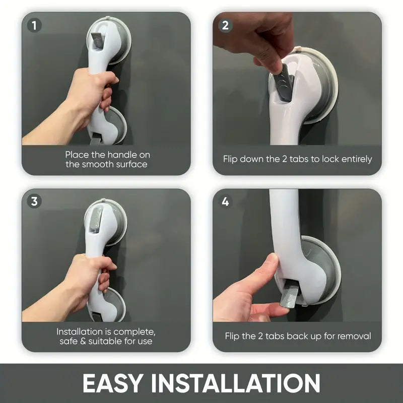 Bathroom Handrail With Vacuum Sucker For Safety Support Pi-Mart