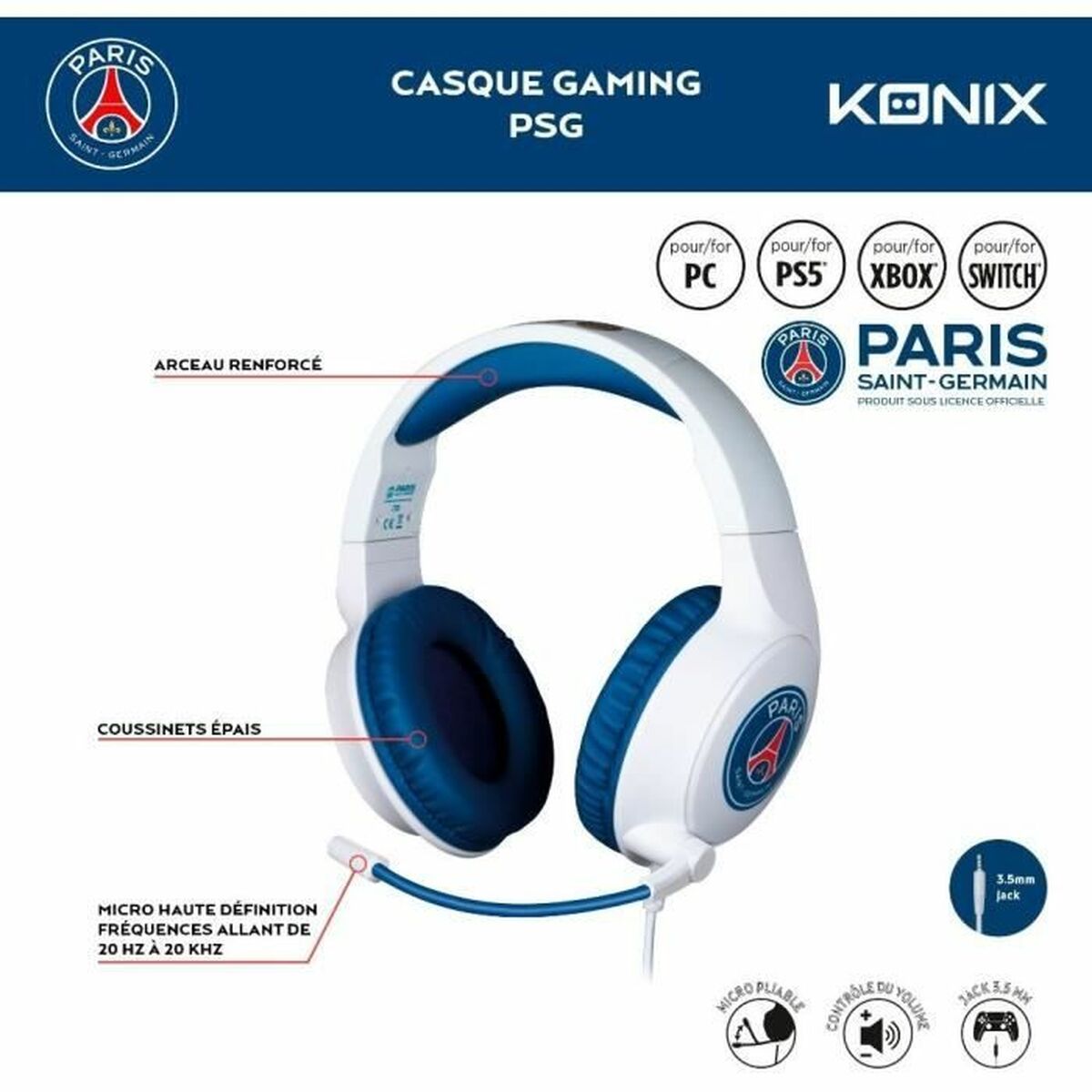 Headphones KONIX KONIX White LuxuryLifeWay Online Store