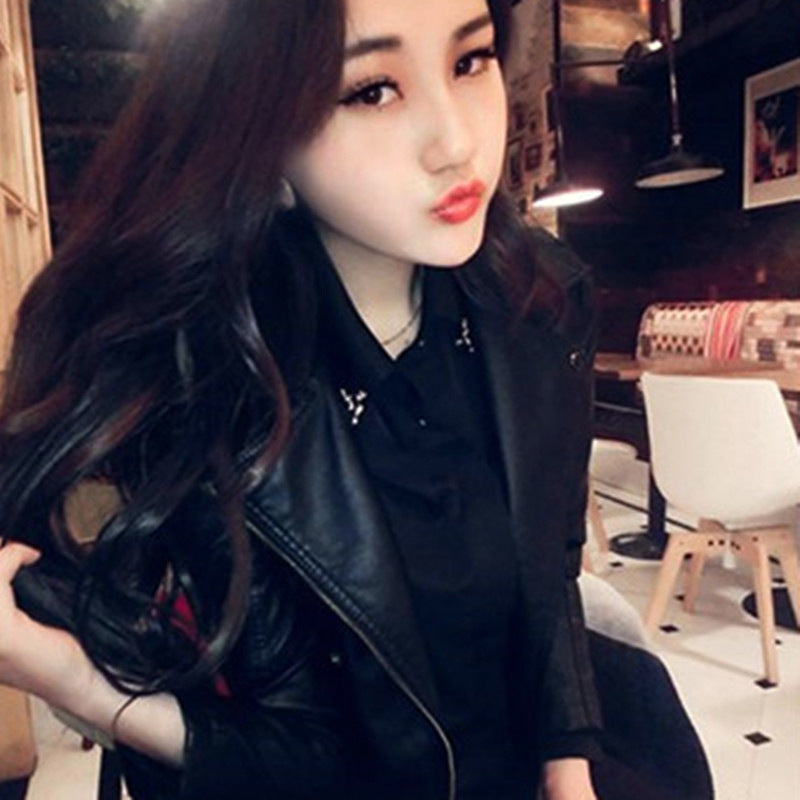 Loose Leather Jacket Motorcycle Female LadyShow.Store