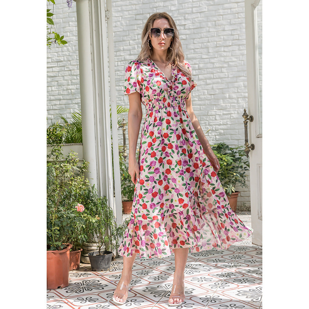 Women's Fashion Simple Print Swing Dress