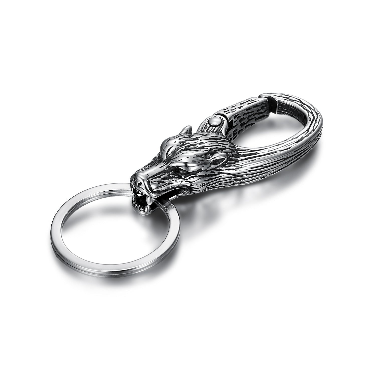 European And American Fashion Wolf Head Stainless Steel Keychain LadyShow.Store