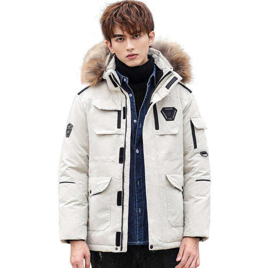 Men's Thick Hooded Fur Collar Detachable Jacket CJD
