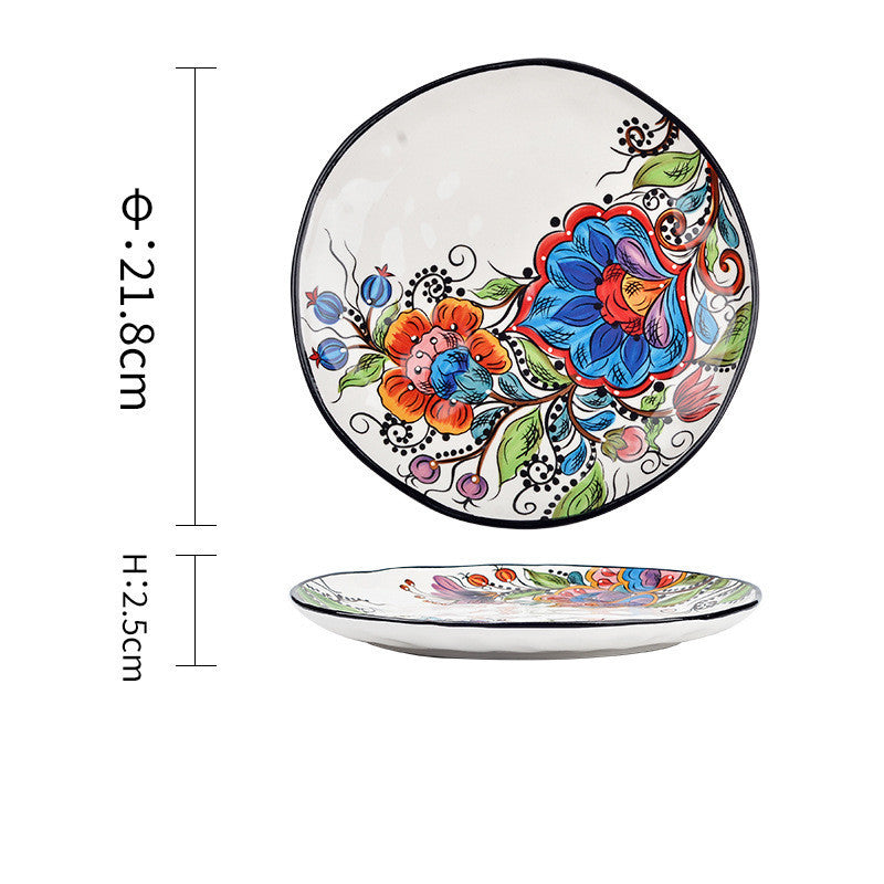 Underglaze Ceramic Tableware Bohemian Household Dishes LadyShow.Store