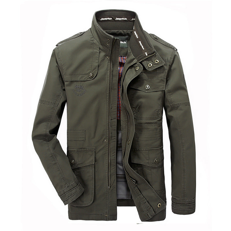 Spring and autumn men's jacket jacket, men's casual pockets, long jackets