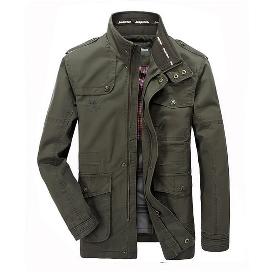 Spring and autumn men's jacket jacket, men's casual pockets, long jackets