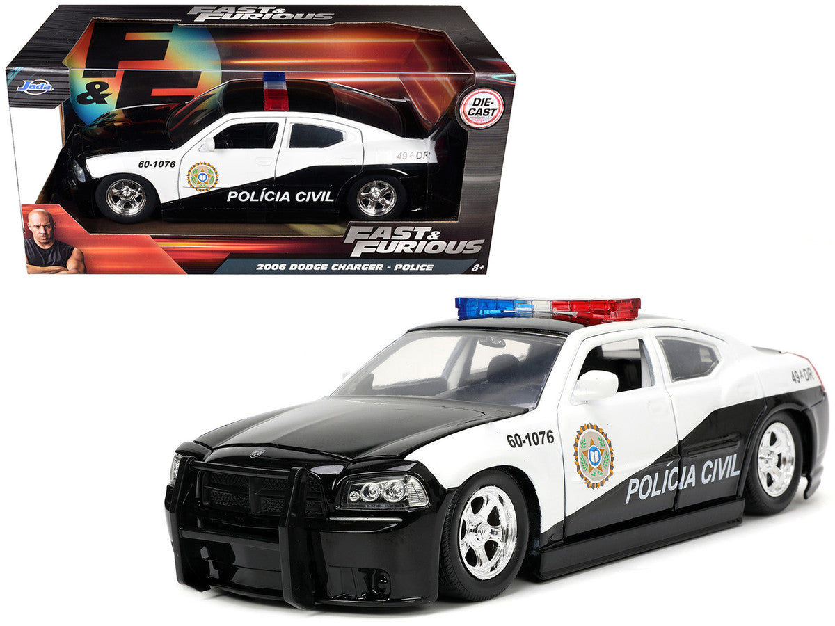 2006 Dodge Charger Police Black and White "Policia Civil" "Fast & Furious" Series 1/24 Diecast Model Car by Jada LuxuryLifeWay Online Store
