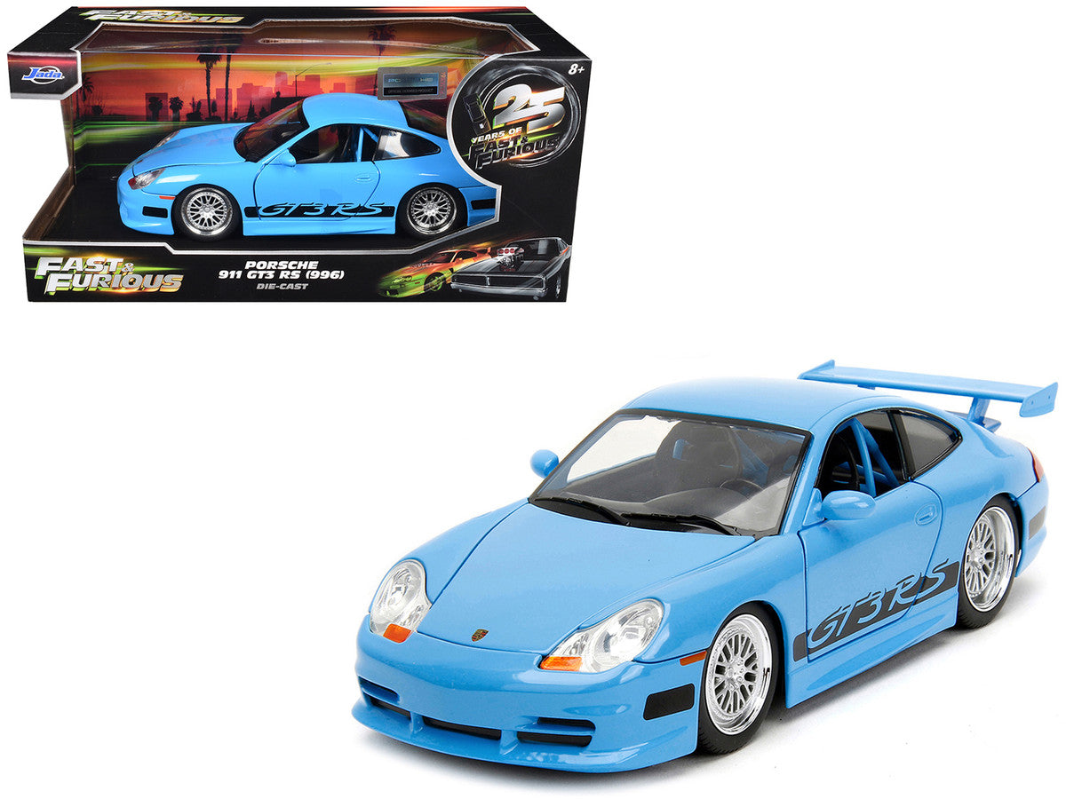 Porsche 911 GT3 RS Light Blue with Black Accents "Fast Five" (2011) Movie "25 Years of Fast & Furious" Series 1/24 Diecast Model Car by Jada LuxuryLifeWay Online Store