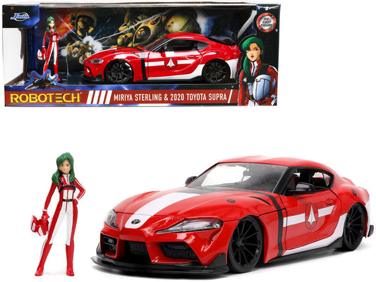 2020 Toyota Supra Red with Graphics and Miriya Sterling Diecast Figurine "Robotech" "Hollywood Rides" Series 1/24 Diecast Model Car by Jada LuxuryLifeWay Online Store