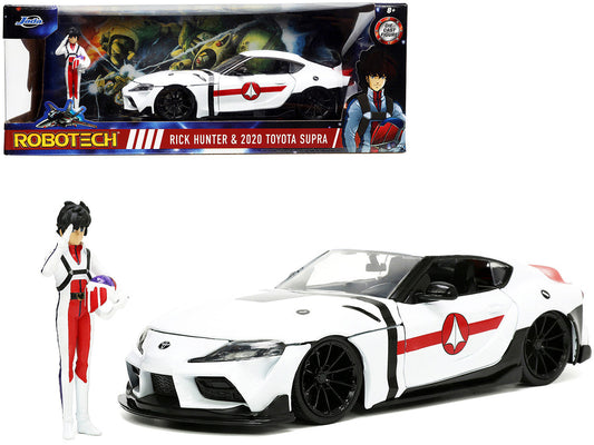 2020 Toyota Supra White and Rick Hunter Diecast Figurine "Robotech" "Hollywood Rides" Series 1/24 Diecast Model Car by Jada LuxuryLifeWay Online Store