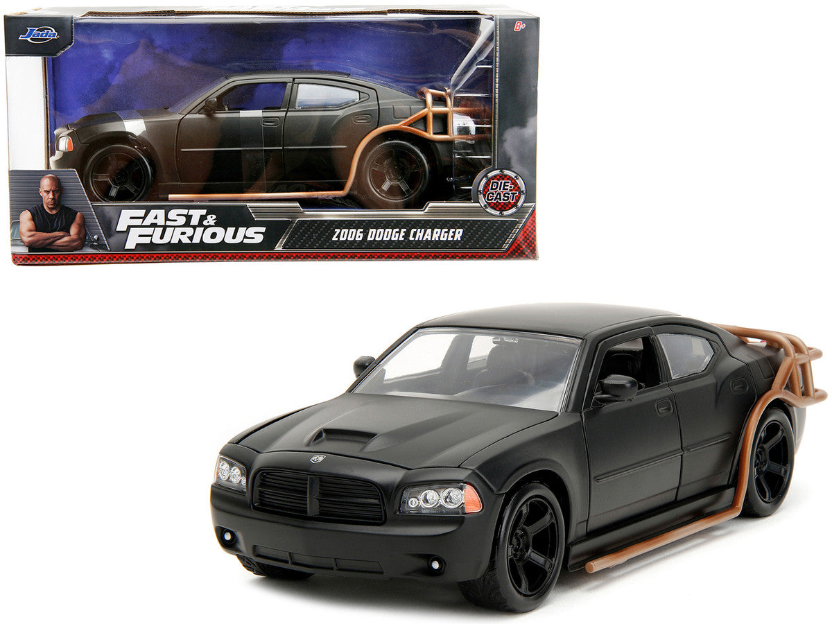 2006 Dodge Charger Matt Black with Outer Cage "Fast & Furious" Movie 1/24 Diecast Model Car by Jada LuxuryLifeWay Online Store