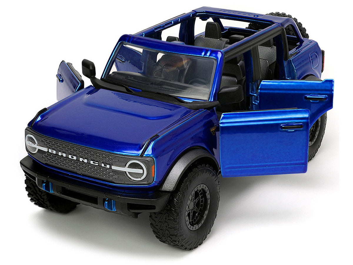 2021 Ford Bronco Open-Top Candy Blue Metallic with Extra Wheels "Just Trucks" Series 1/24 Diecast Model Car by Jada LuxuryLifeWay Online Store